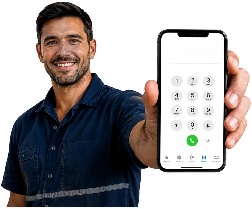 Plumber on the phone taking a Lindfield callout