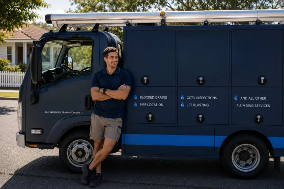 Service van and plumber at a Lindfield callout