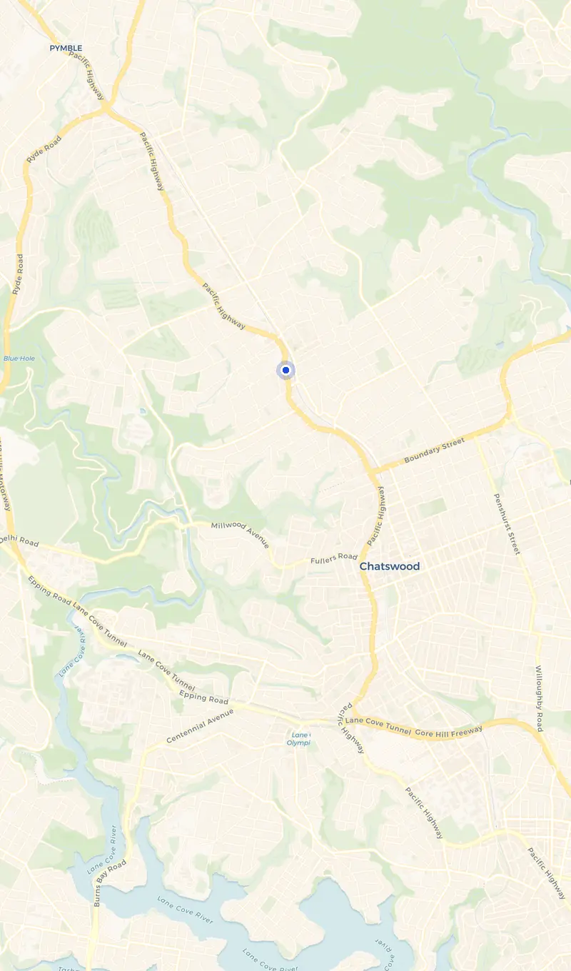 Map of the Lindfield service area and the surrounding suburbs we cover.