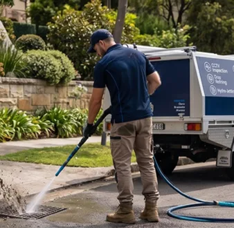 Cutting tree roots out of a Lindfield drain